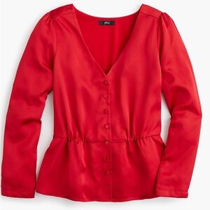 J. Crew Vibrant Red Peplum Top